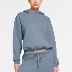 SKIMS steel blue cotton fleece hoodie 3X